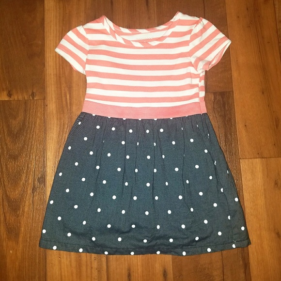 Coral Stripe Dress For Toddler Girl - Picture 1 of 2